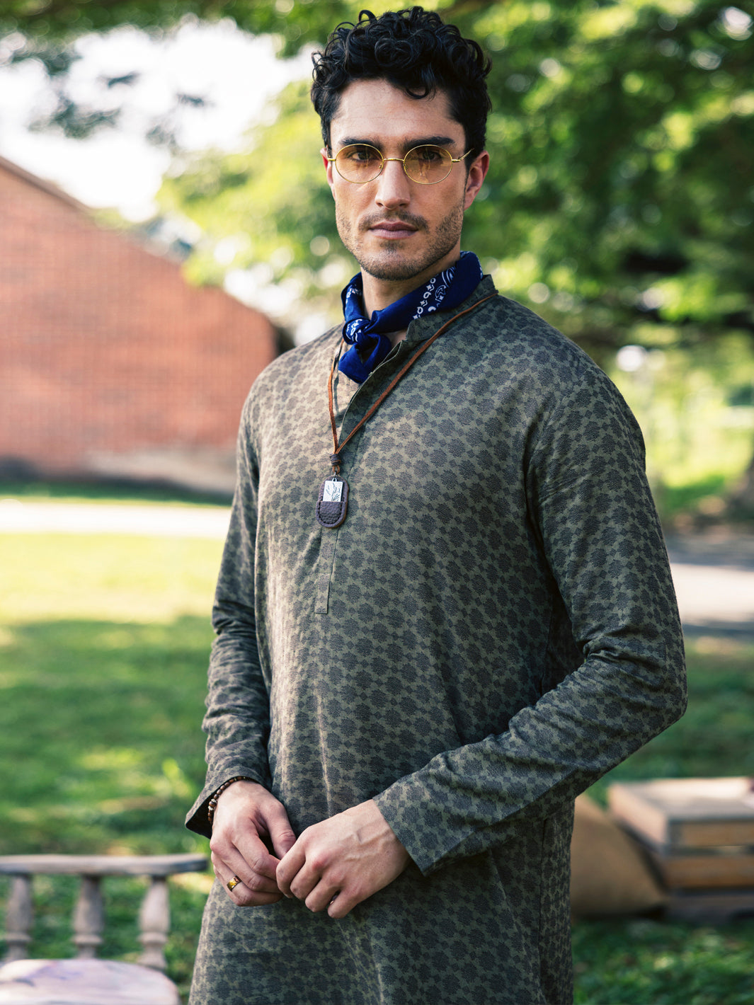 Green Cotton Kurta - AL-K-1181