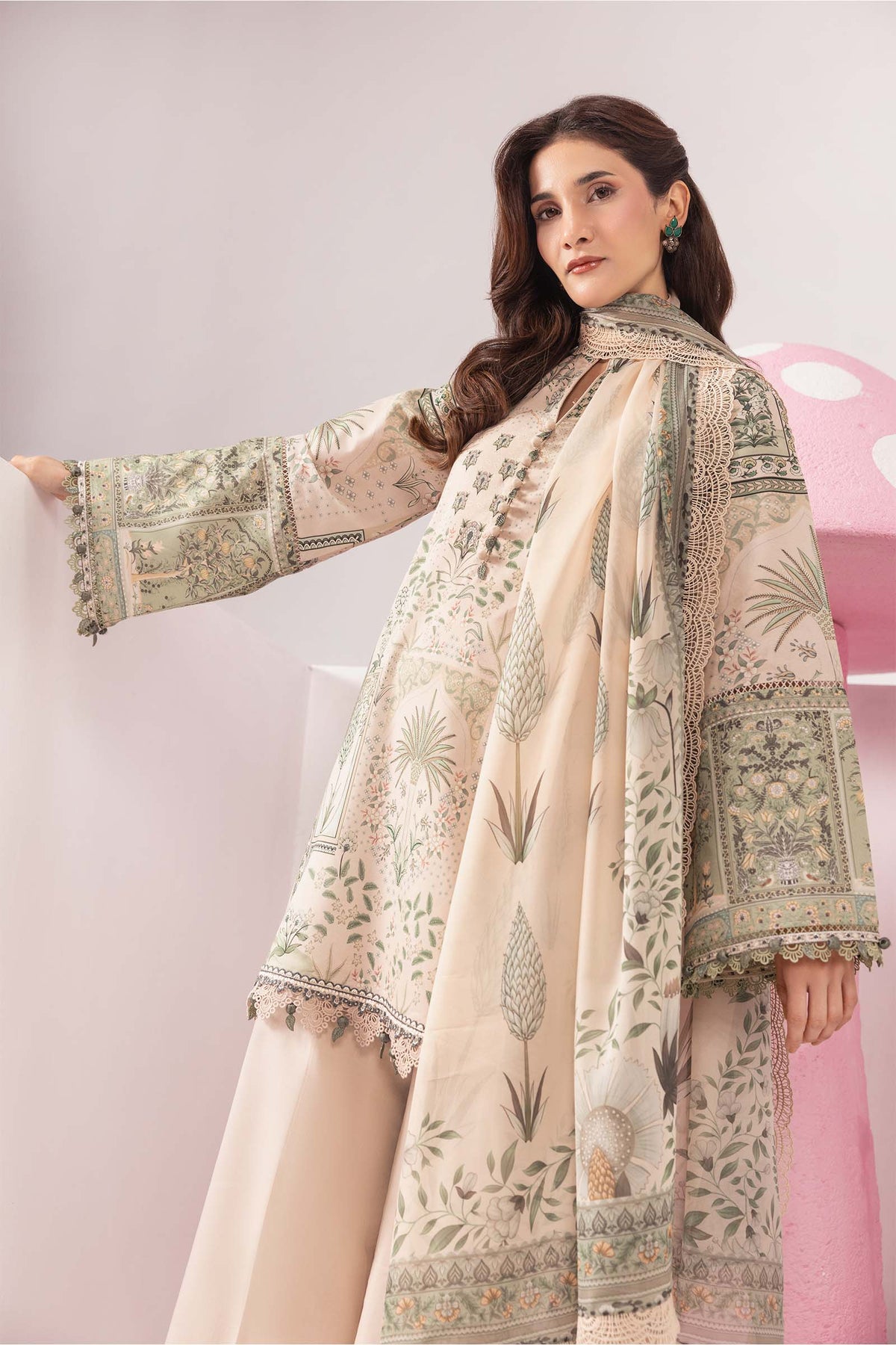 3 Pc Unstitched Embroidered Lawn Suit