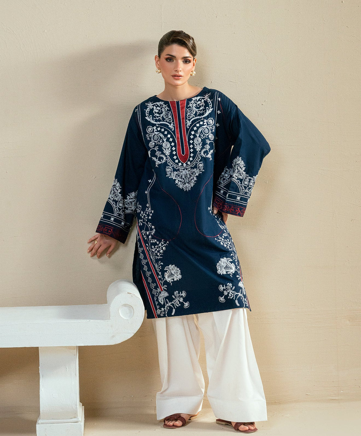 KEP-02 NAVY-CAMBRIC STITCHED 2PC