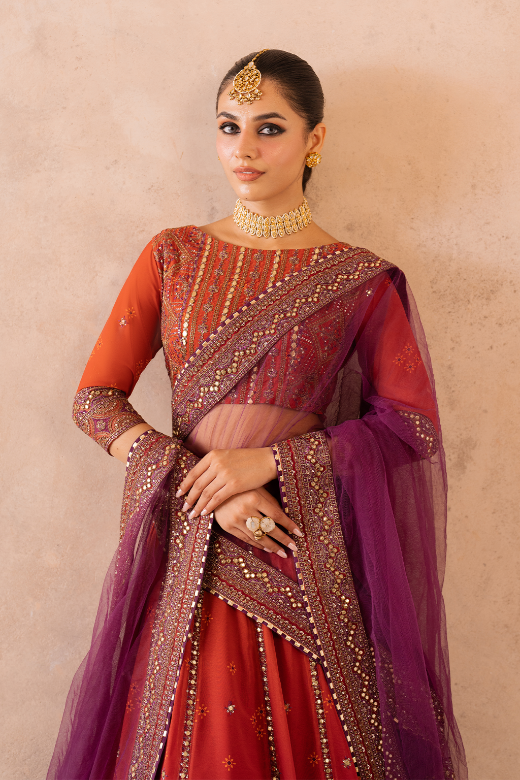 UE-334 Embroidered Chiffon (lehnga)