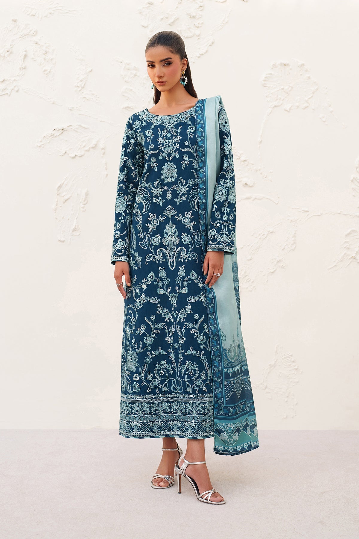 EMBROIDERED RAW SILK UF-4384
