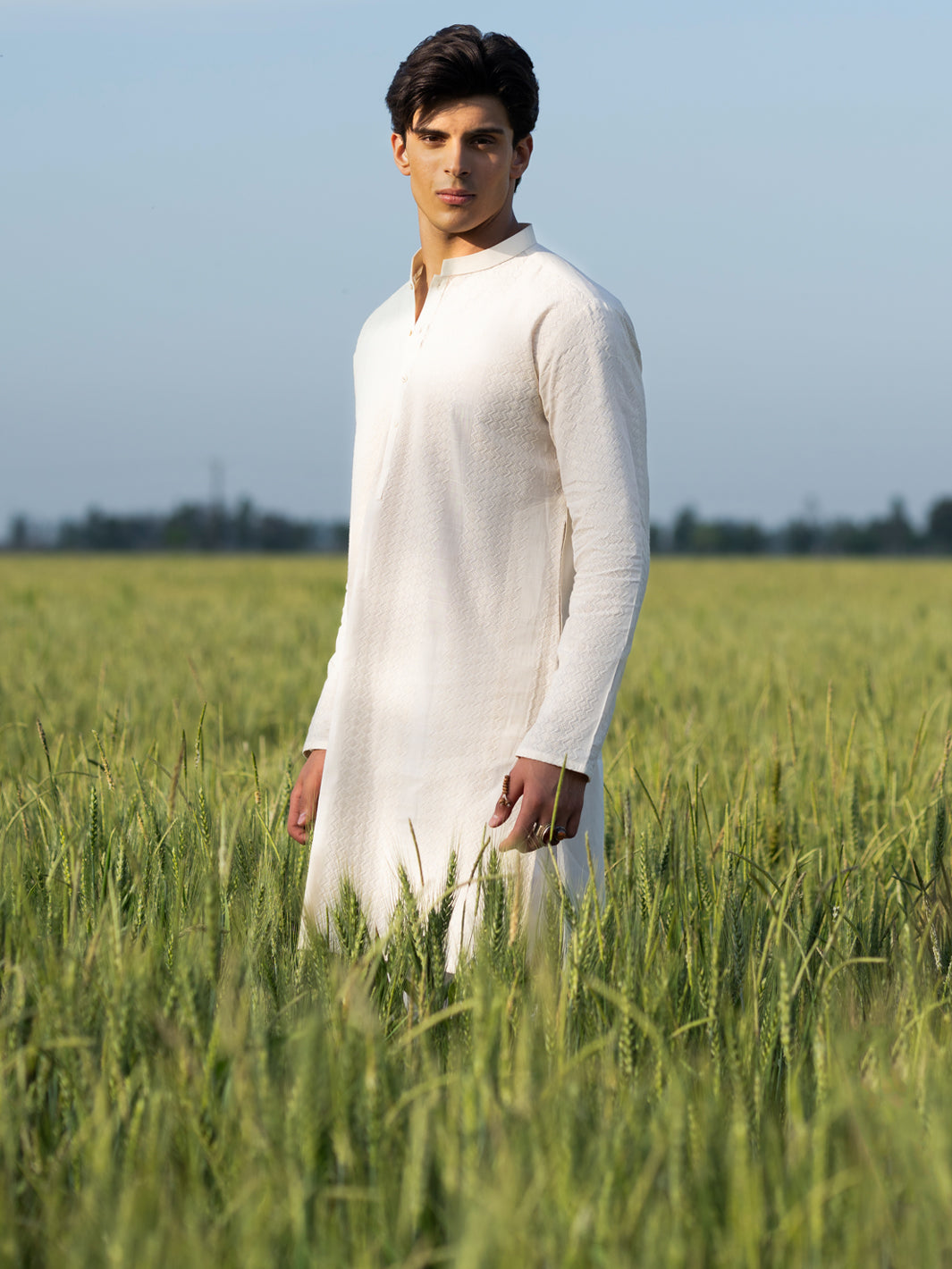 Cream Cotton Kurta - AL-K-1255A