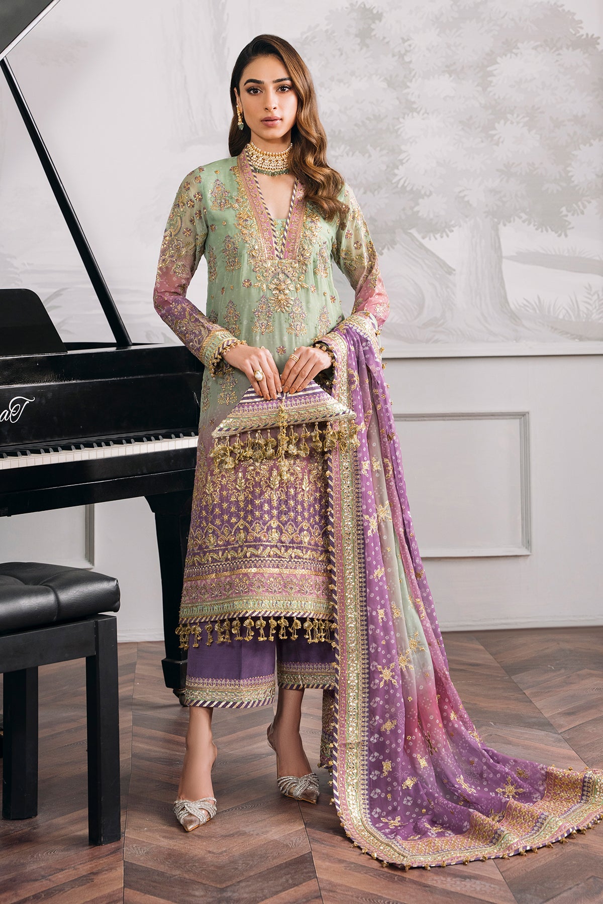 EMBROIDERED CHIFFON CH12-08 STITCHED