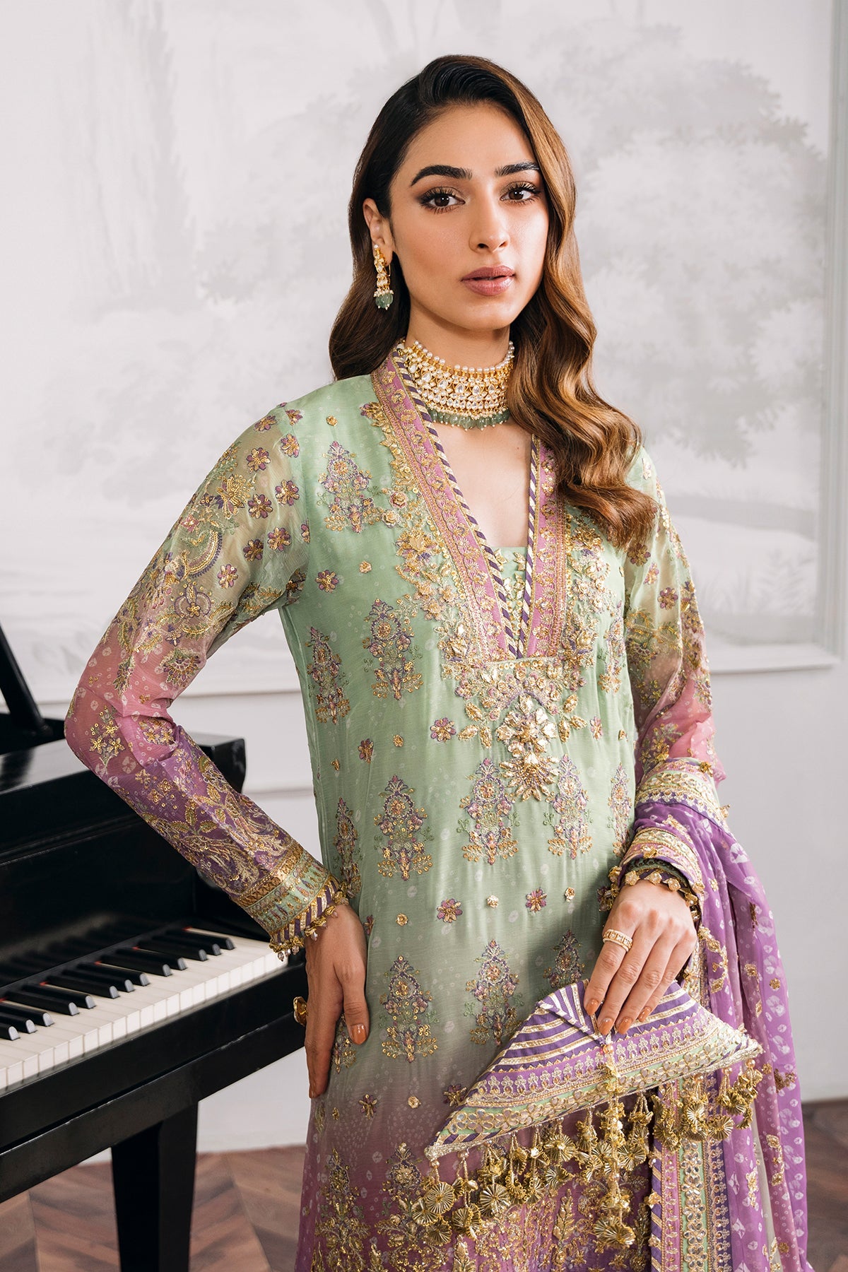 EMBROIDERED CHIFFON CH12-08 STITCHED