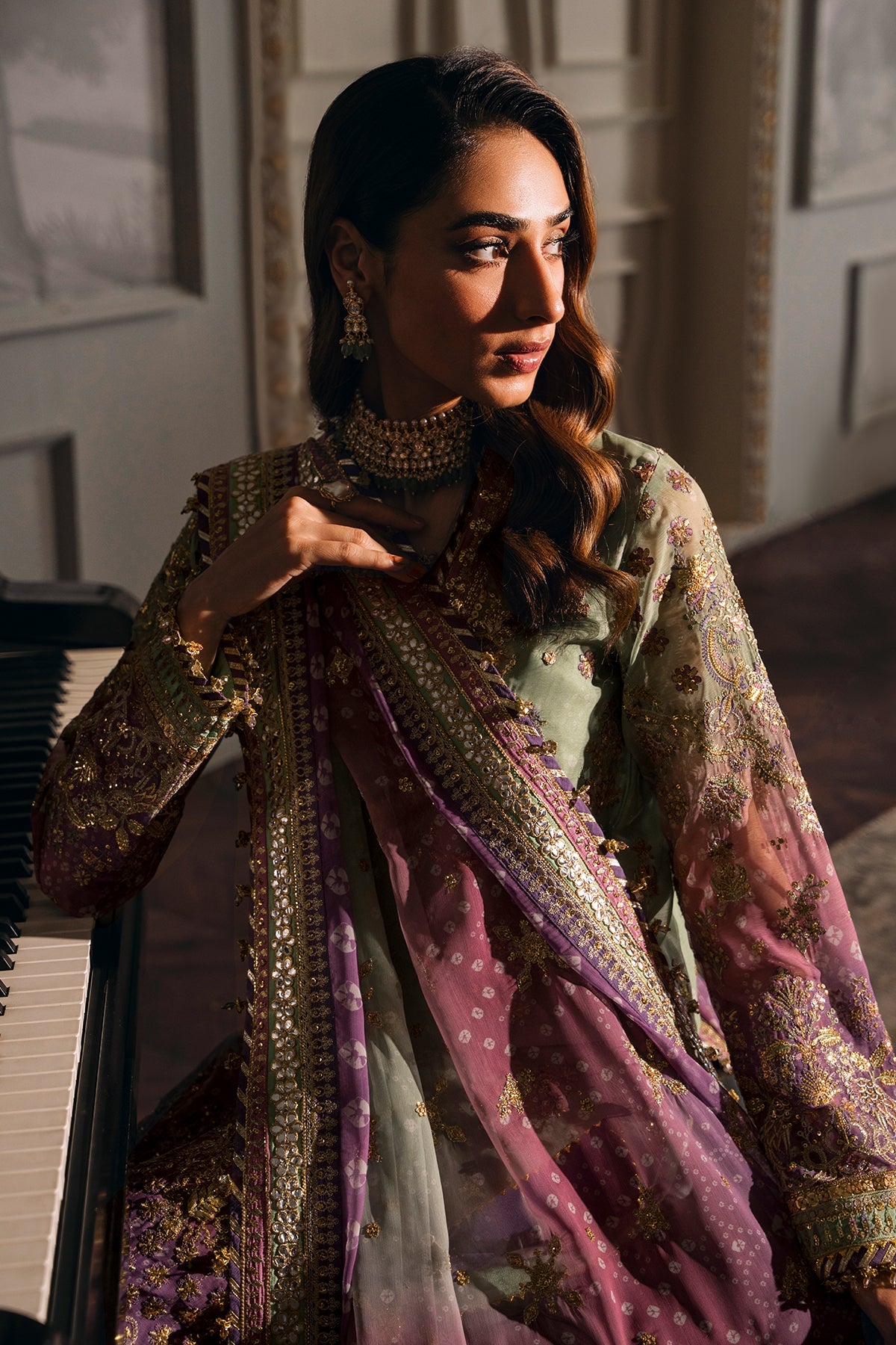 EMBROIDERED CHIFFON CH12-08 STITCHED