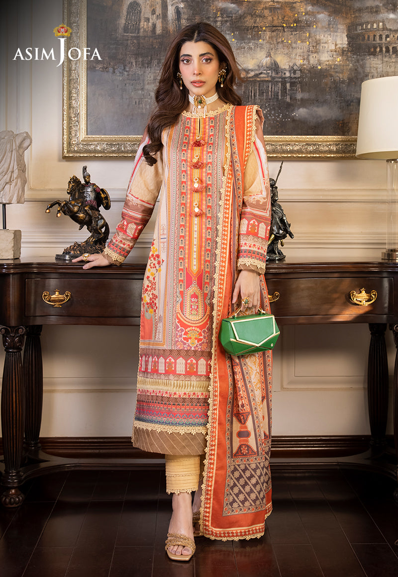 AJS-33 DESIGNERS STITCHED PRINTED LAWN 3 PCS
