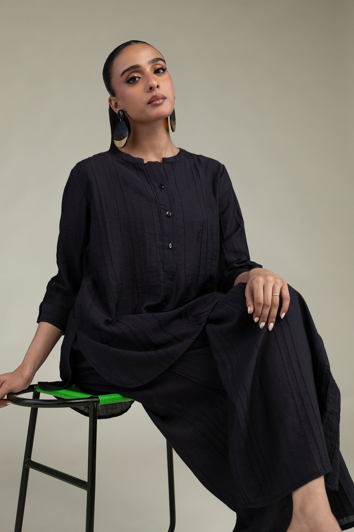 Black Crinkle Tunic