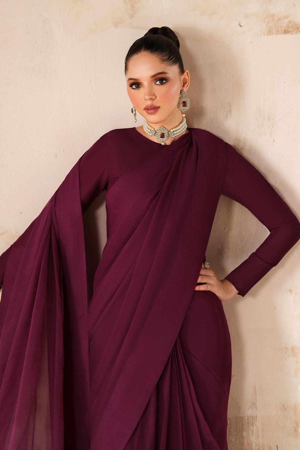 PLAIN CHIFFON SAREE EN-1221