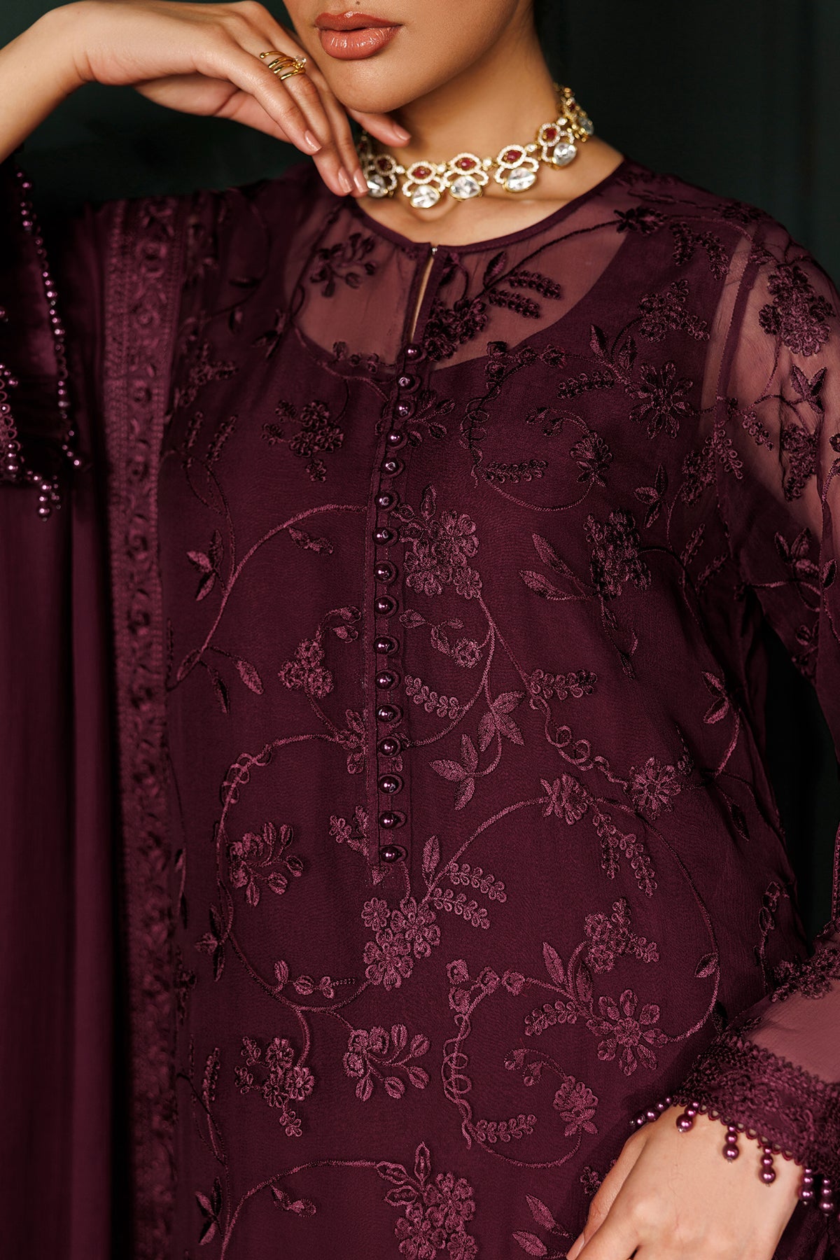EMBROIDERED CHIFFON UF-4436