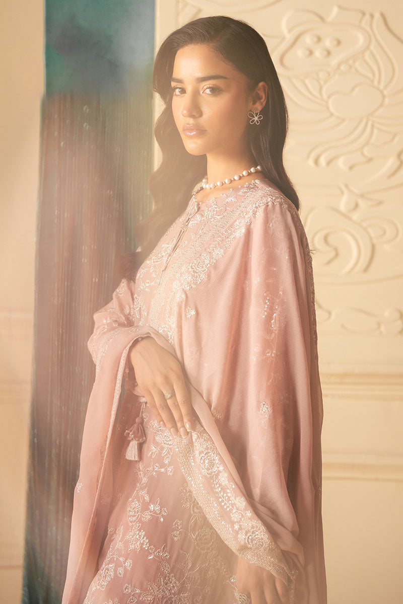ROSY MIST-4 PIECE EMBROIDERED CHIFFON SUIT