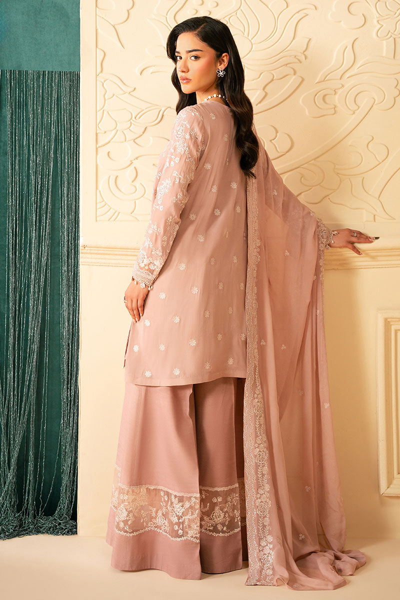 ROSY MIST-4 PIECE EMBROIDERED CHIFFON SUIT