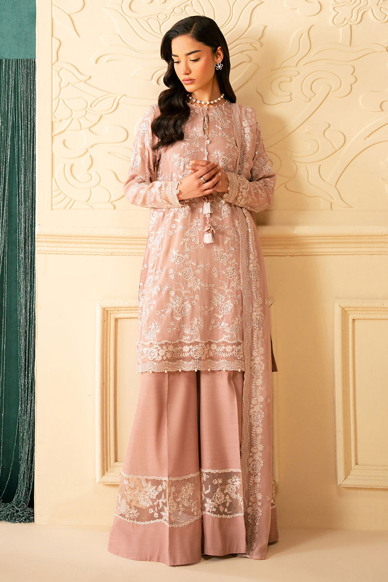 ROSY MIST-4 PIECE EMBROIDERED CHIFFON SUIT