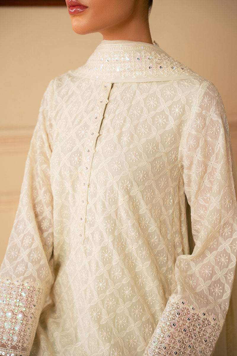 SOFT BREEZE-4 PIECE EMBROIDERED CHIFFON SUIT