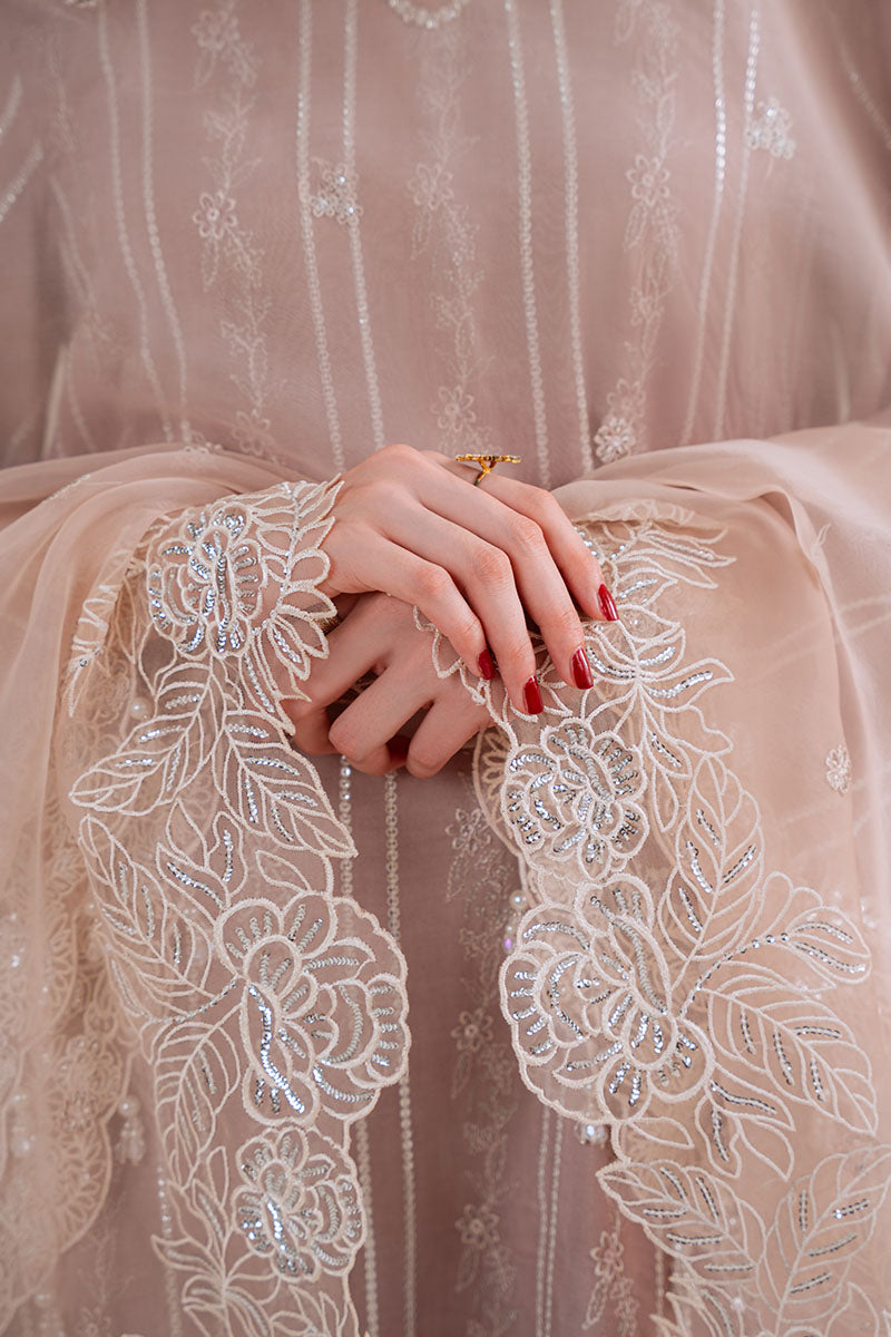 BURNT SAND-3PC SILK EMBROIDERED SUIT