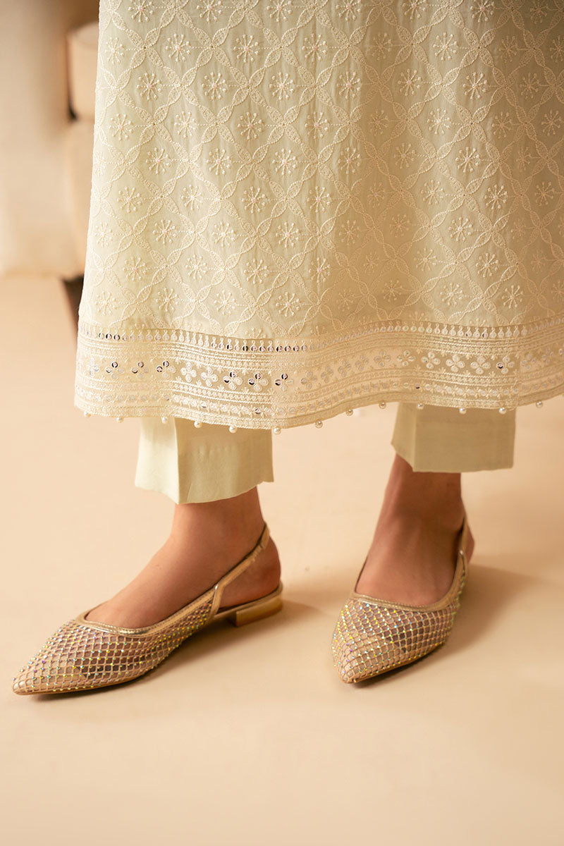 SOFT BREEZE-4 PIECE EMBROIDERED CHIFFON SUIT