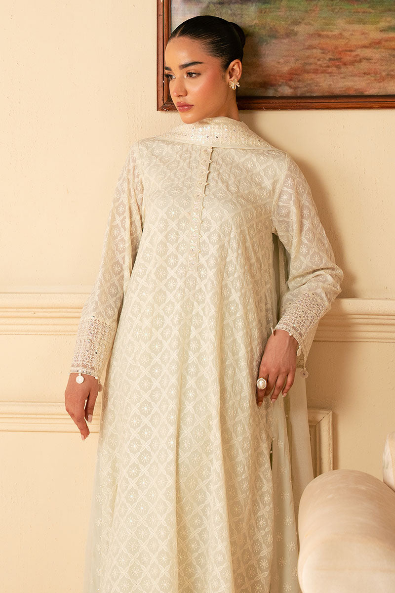 SOFT BREEZE-4 PIECE EMBROIDERED CHIFFON SUIT