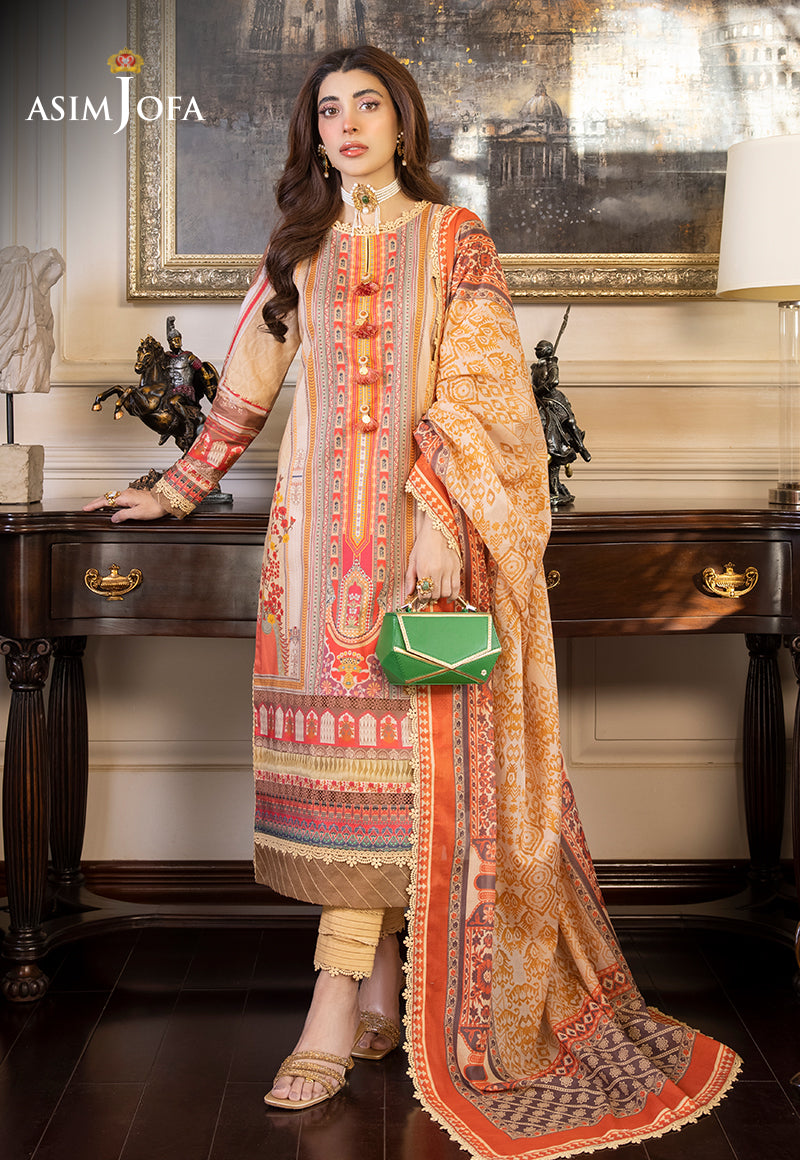 AJS-33 DESIGNERS STITCHED PRINTED LAWN 3 PCS