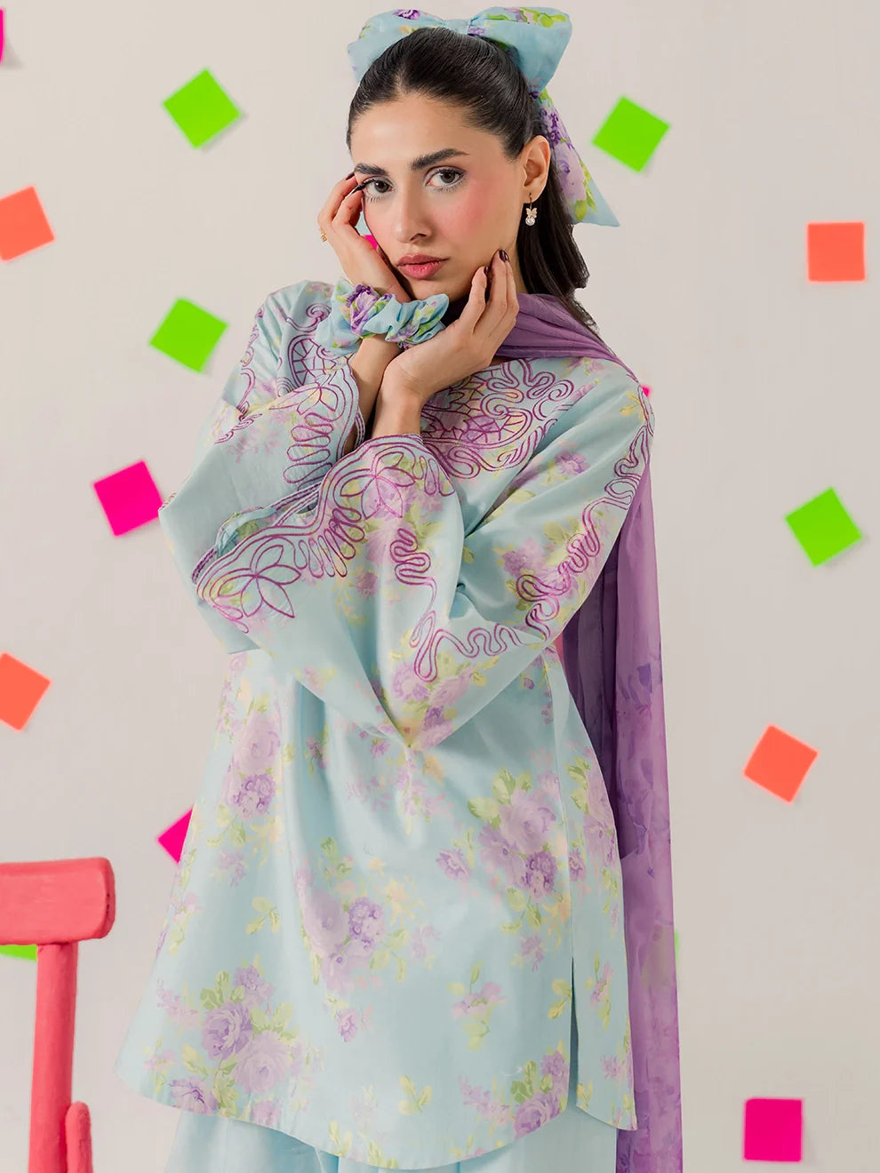 Ribbon - 3Pc Printkari Suit