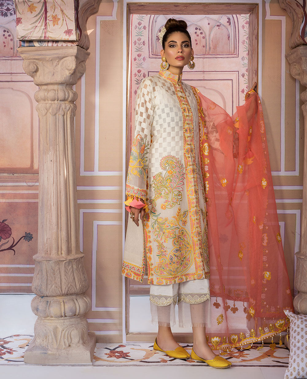 3 Piece Embroidered Frock