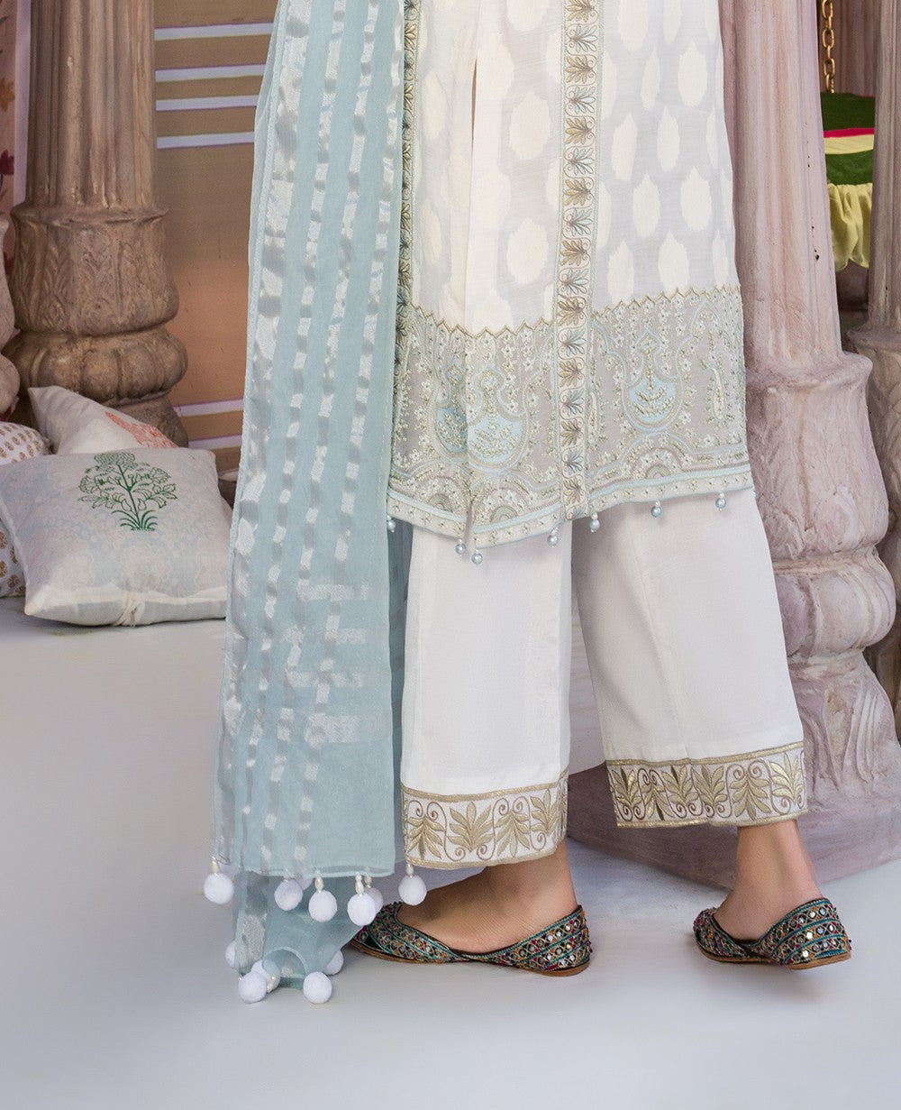 3 Piece Embroidered Organza Suit