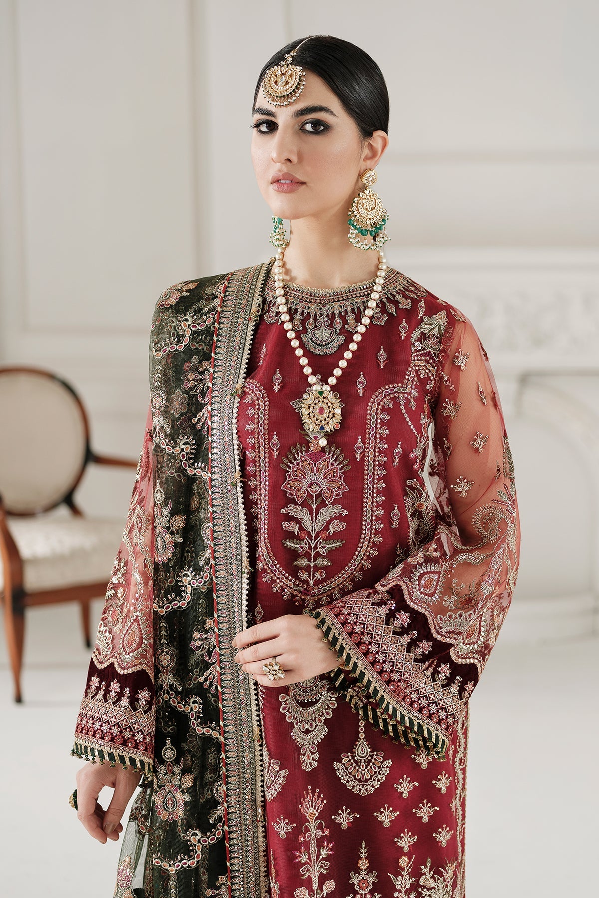 EMBROIDERED NET CH10-07 UNSTITCHED