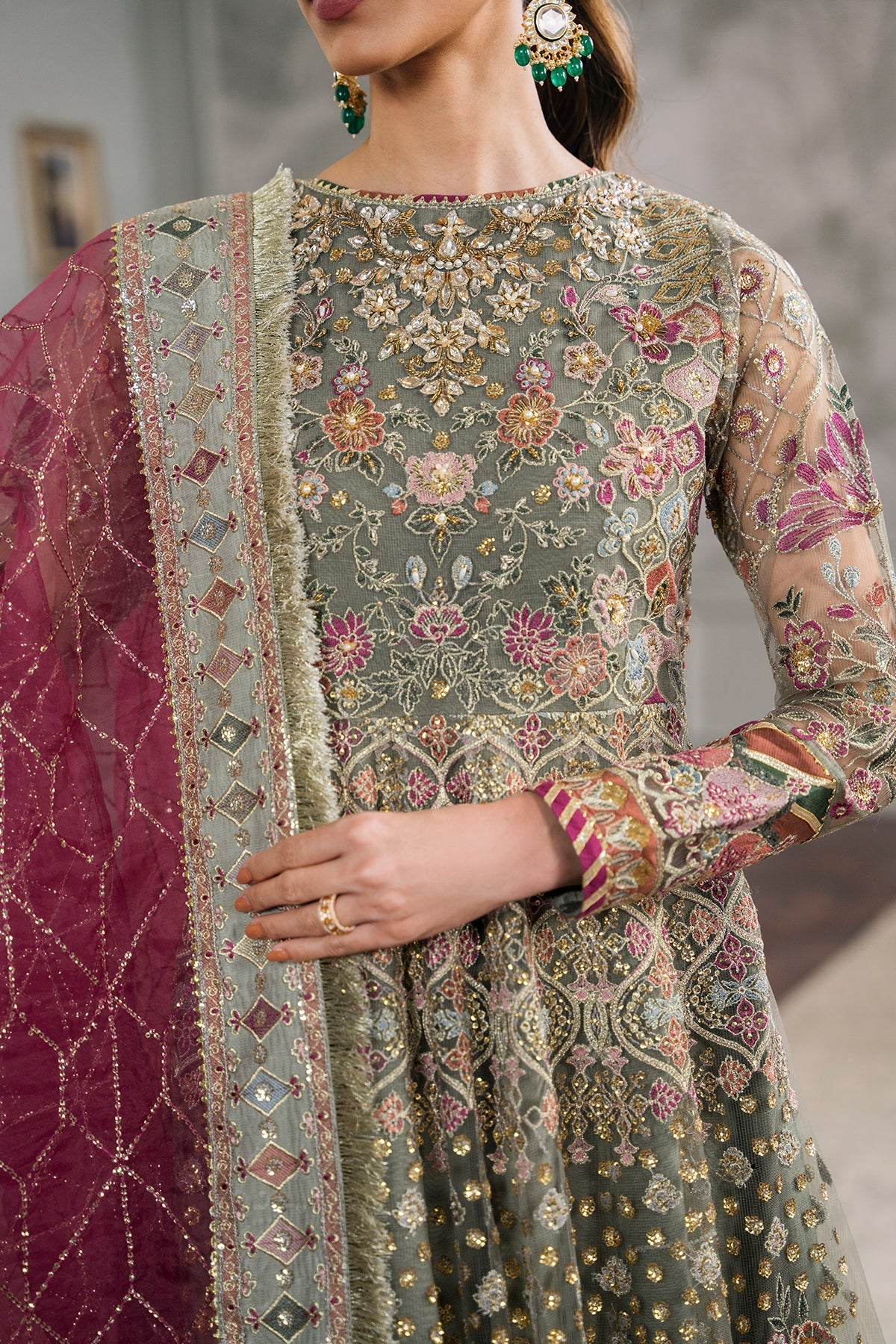 EMBROIDERED NET CH12-02 STITCHED
