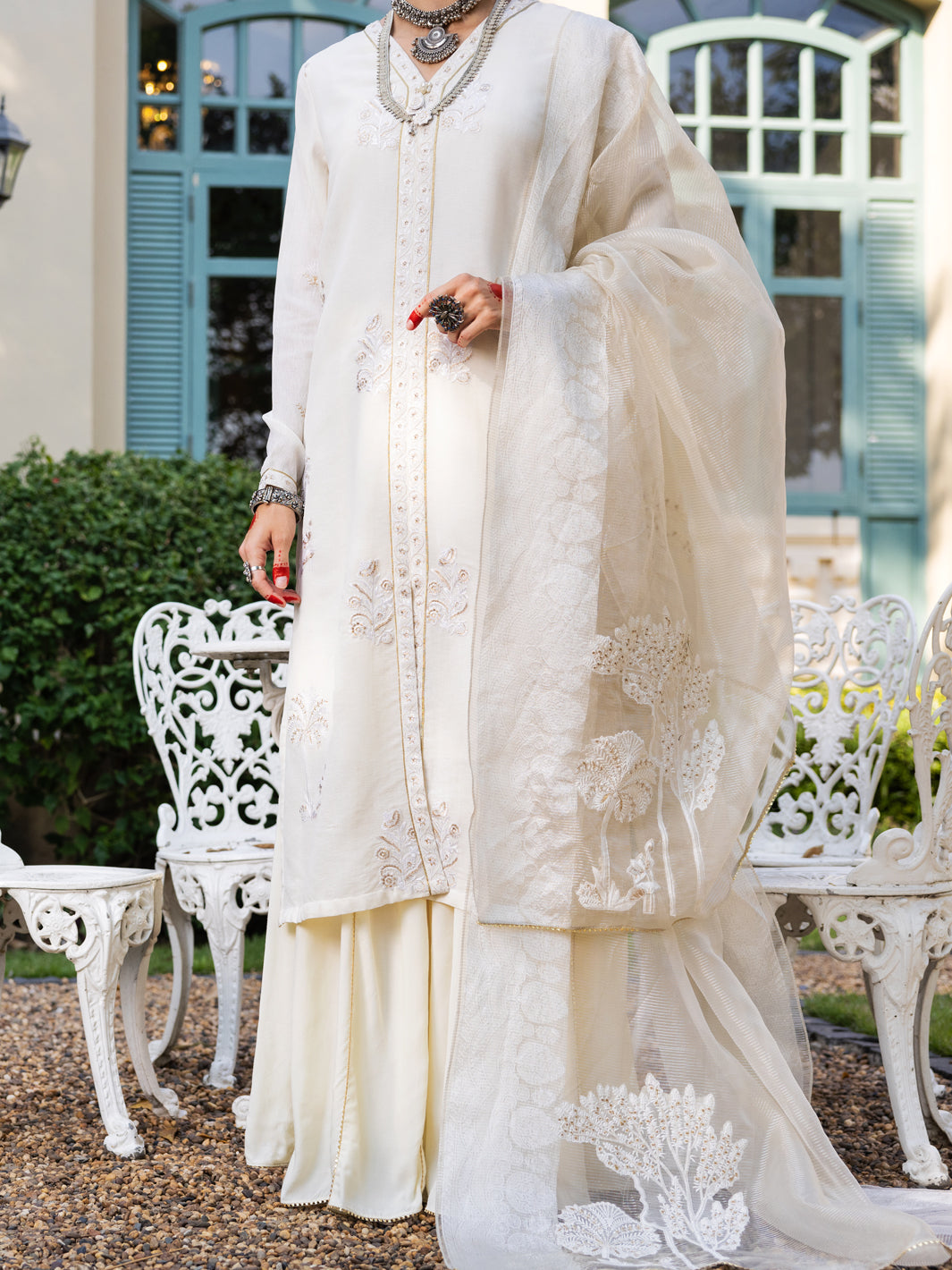 Off White Linen 3Pc Stitched - ALP-3PS-1658