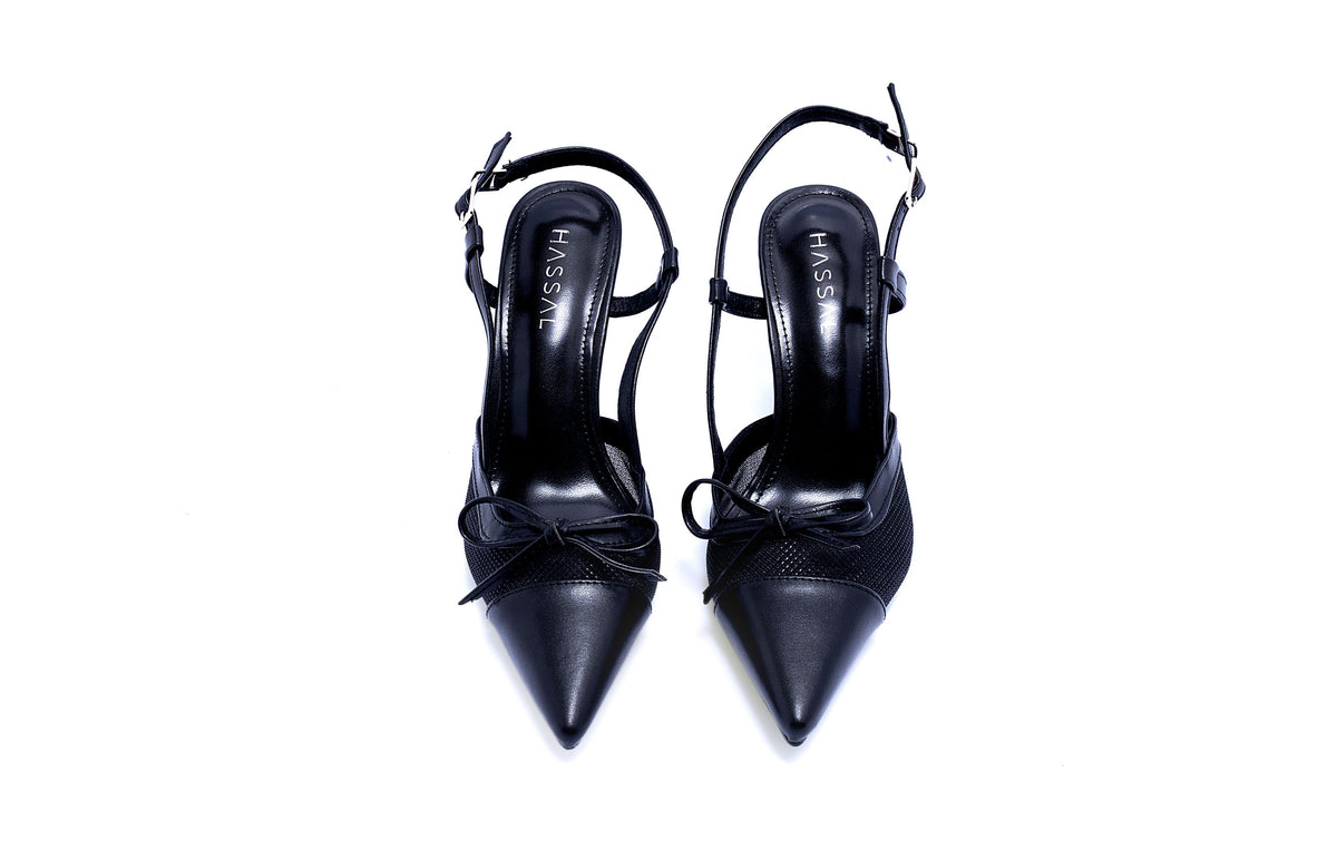 Zehra Black Strap Bow Heel