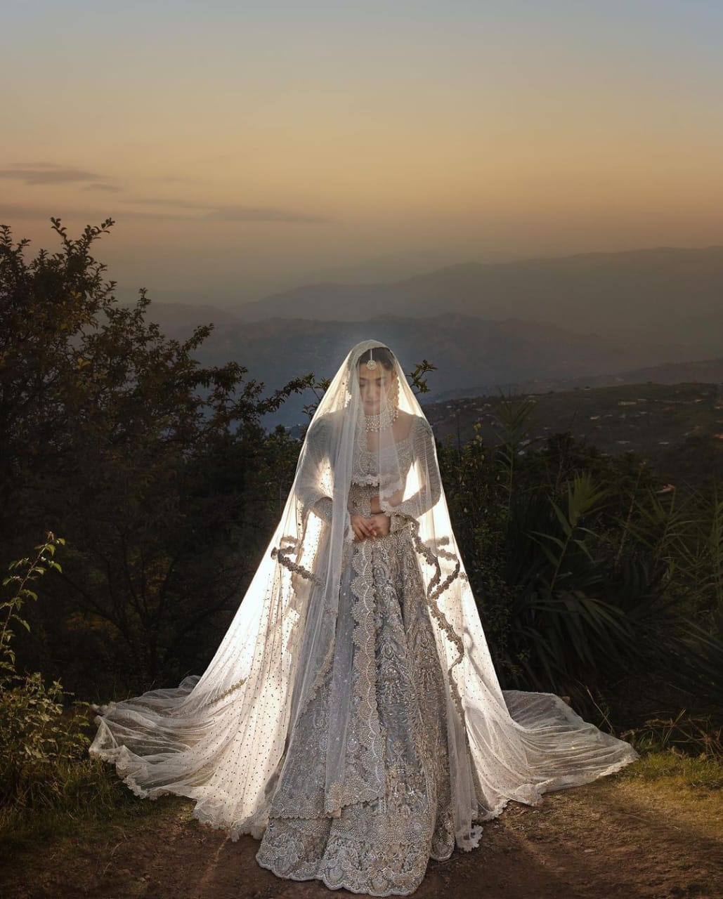 Faraz Manan Style — Mairaz Silver Grey Bridal Lehenga