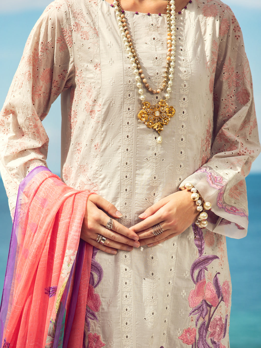 Light Grey Dyed Lawn 3Pc Unstitched - ALP-3PS-1729