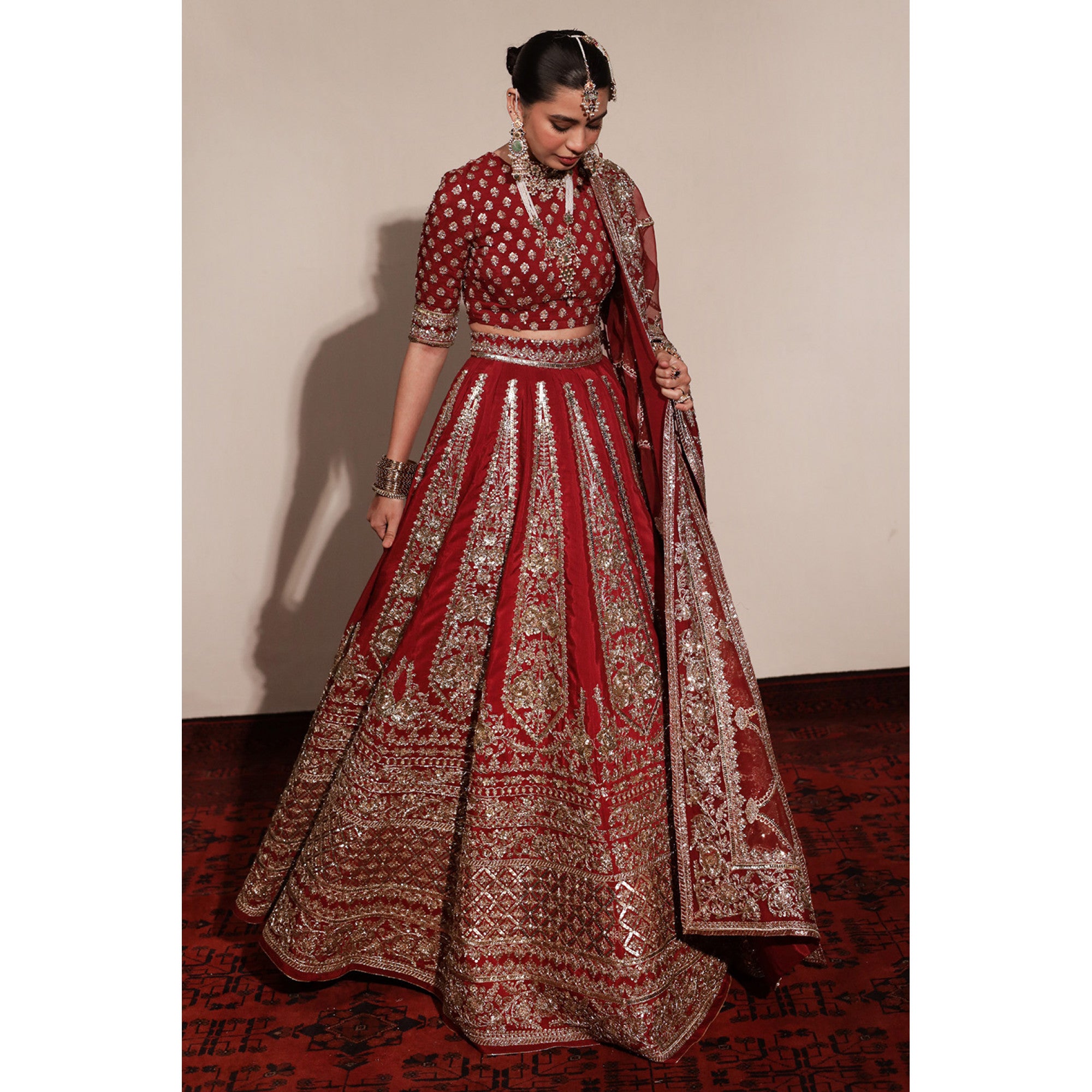 Deep Red Bridal Lehnga Choli