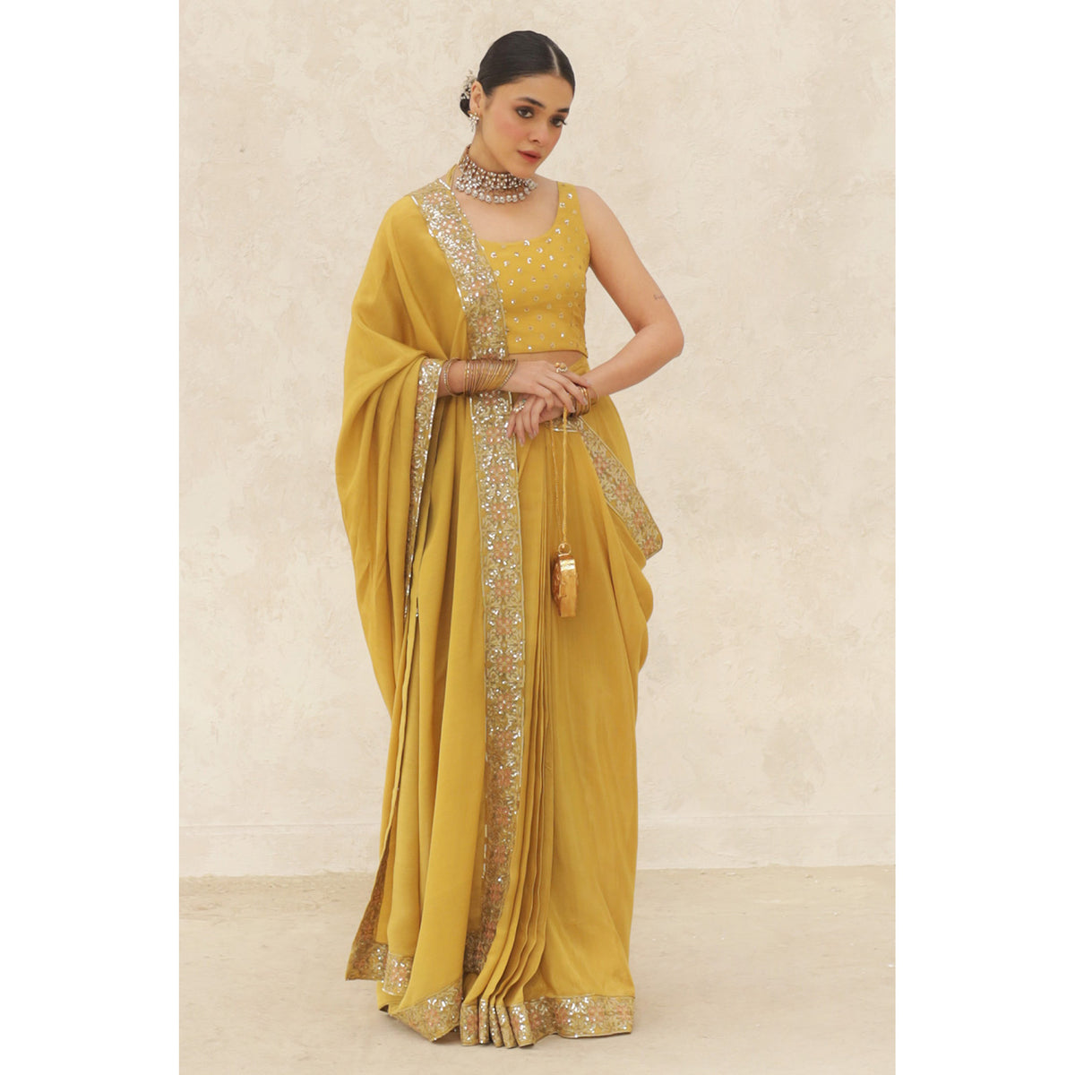 Mustard Saree