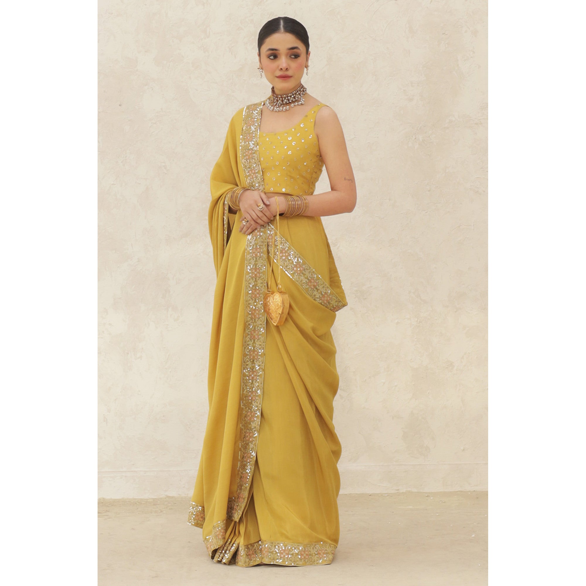 Mustard Saree