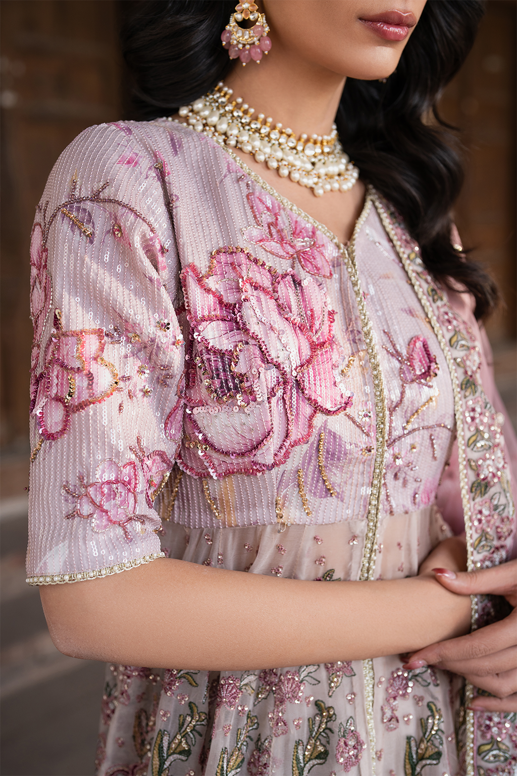 ILC-08 Embroidered Printed Silk (FROCK)