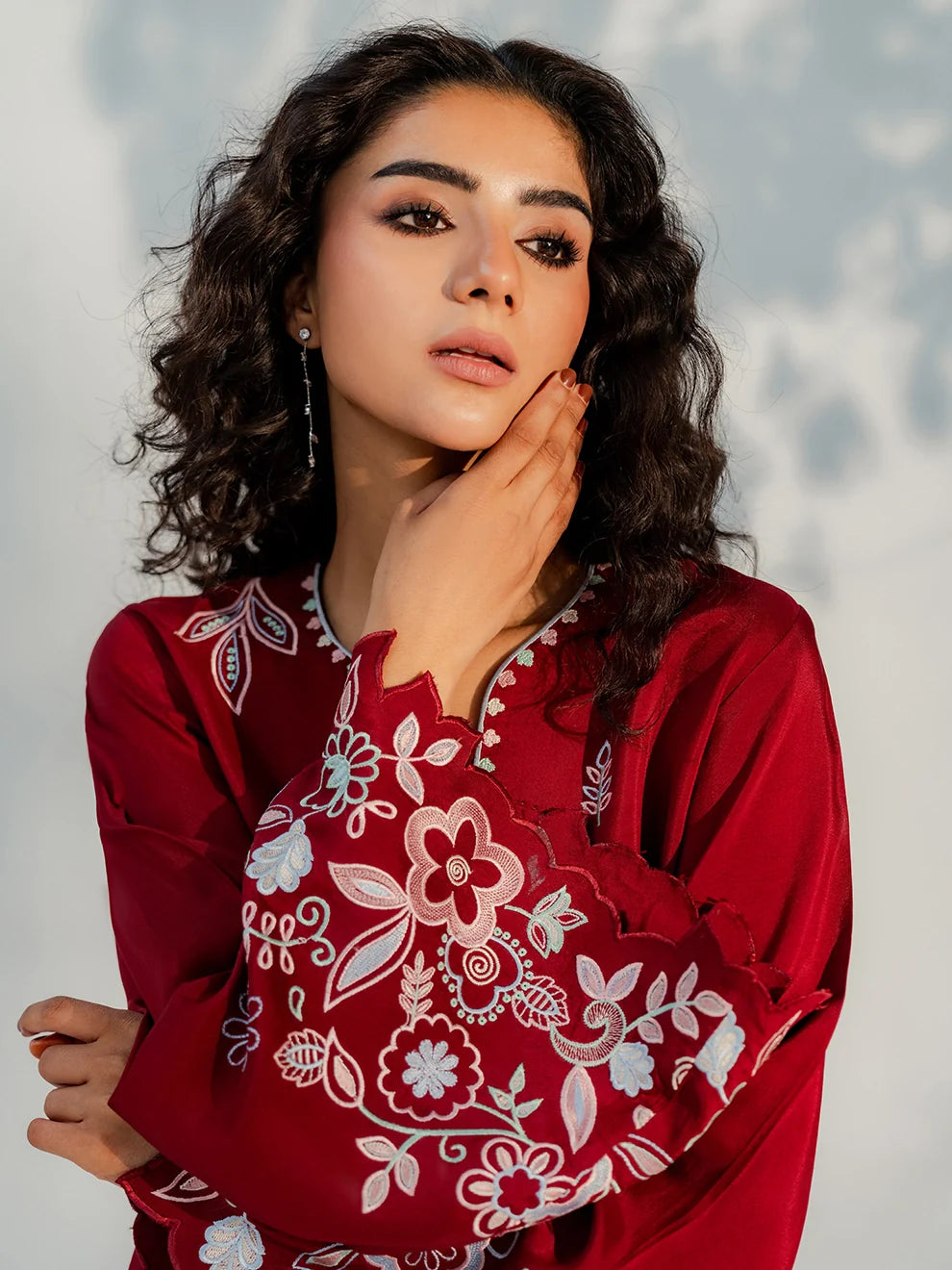 Crimson Bloom - 3pcs Rawsilk Ensemble