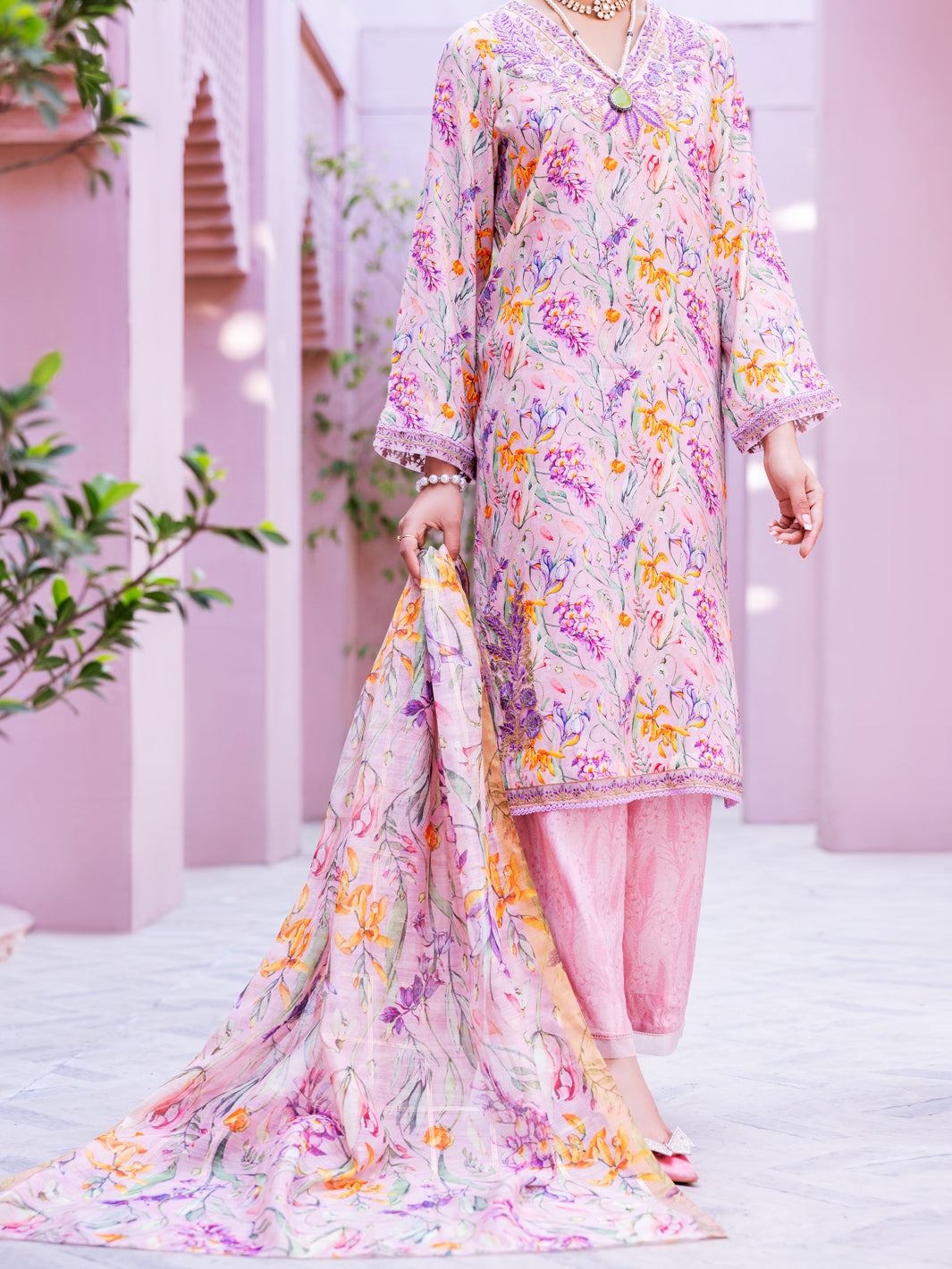 Pink Maple Silk 3Pc Unstitched - ALP-3PS-1909
