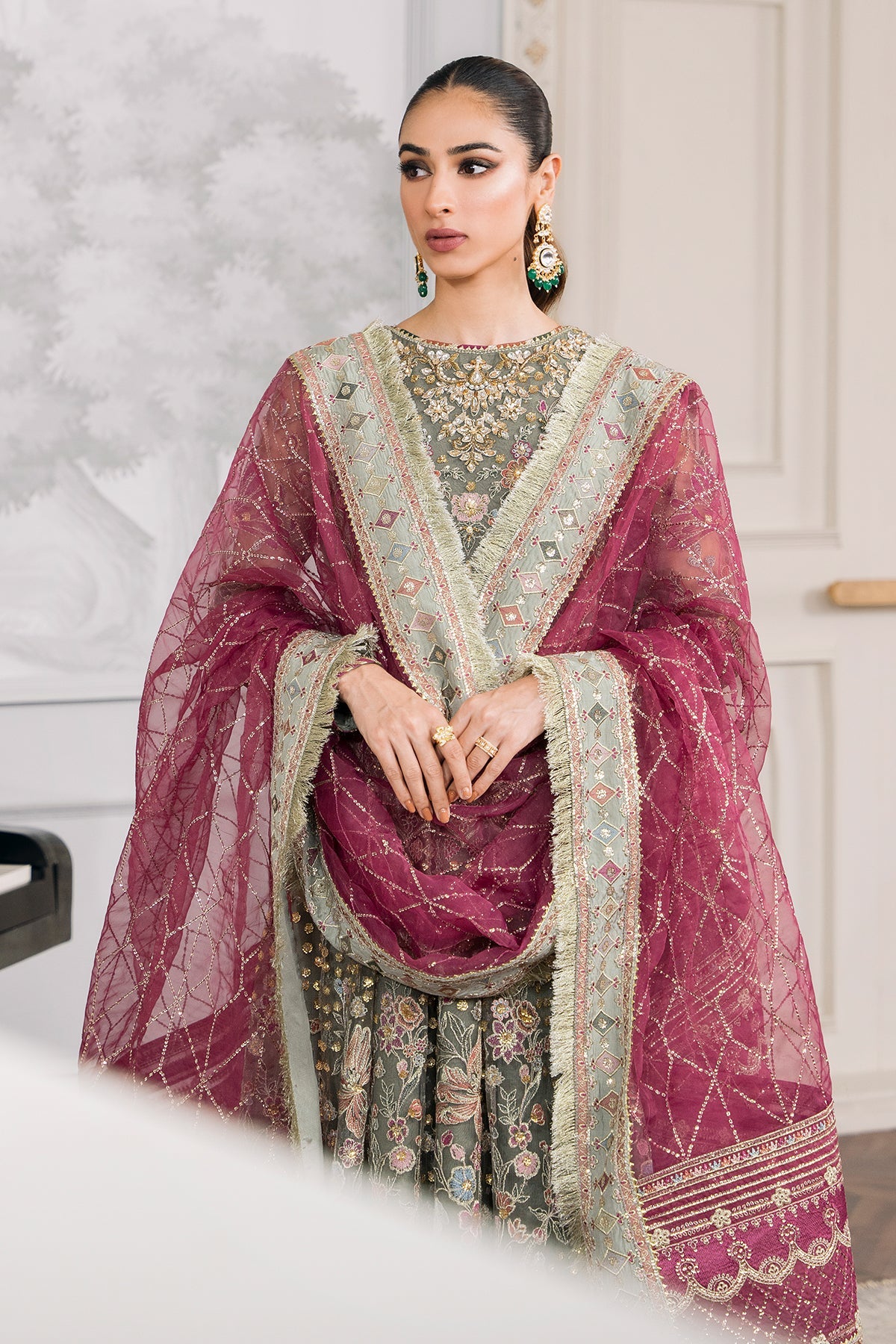 EMBROIDERED NET CH12-02 STITCHED