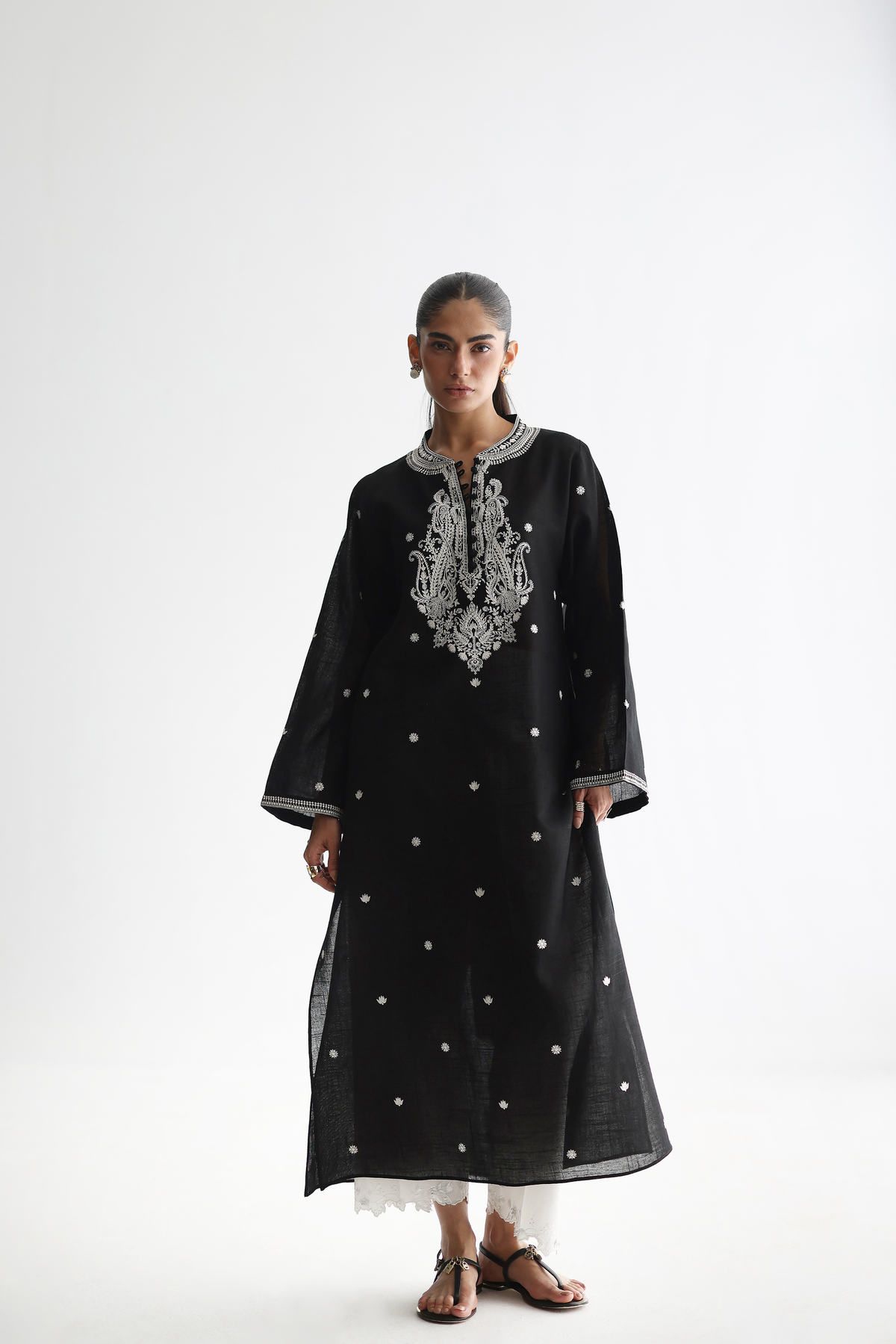 Black - Fully Embroidered Kurta