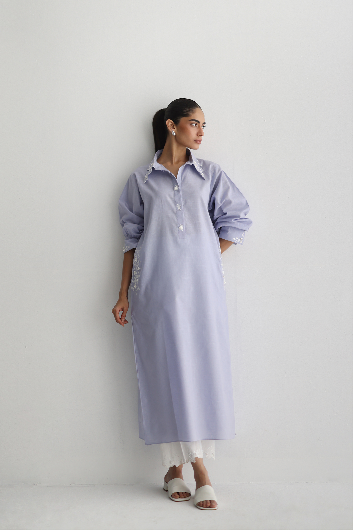 Lavender - Embroidered Shirt