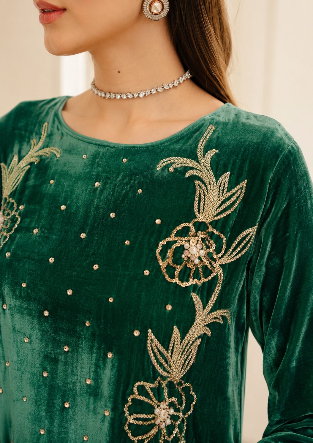 Emerald Green Velvet Kaftan