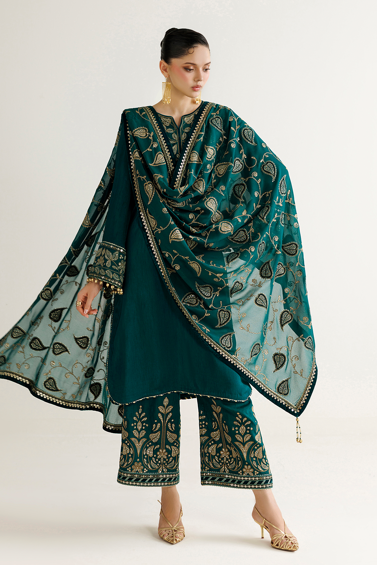 EMBROIDERED RAW SILK UR-7092