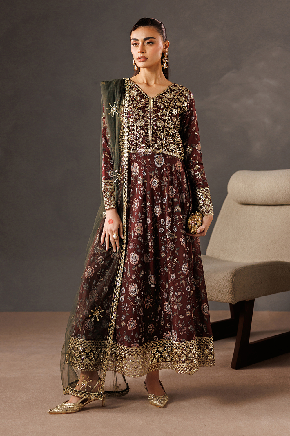 Embroidered Silk Lawn SL-26-12