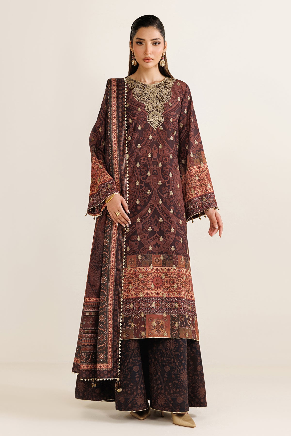 EMBROIDERED RAW SILK UR-7090
