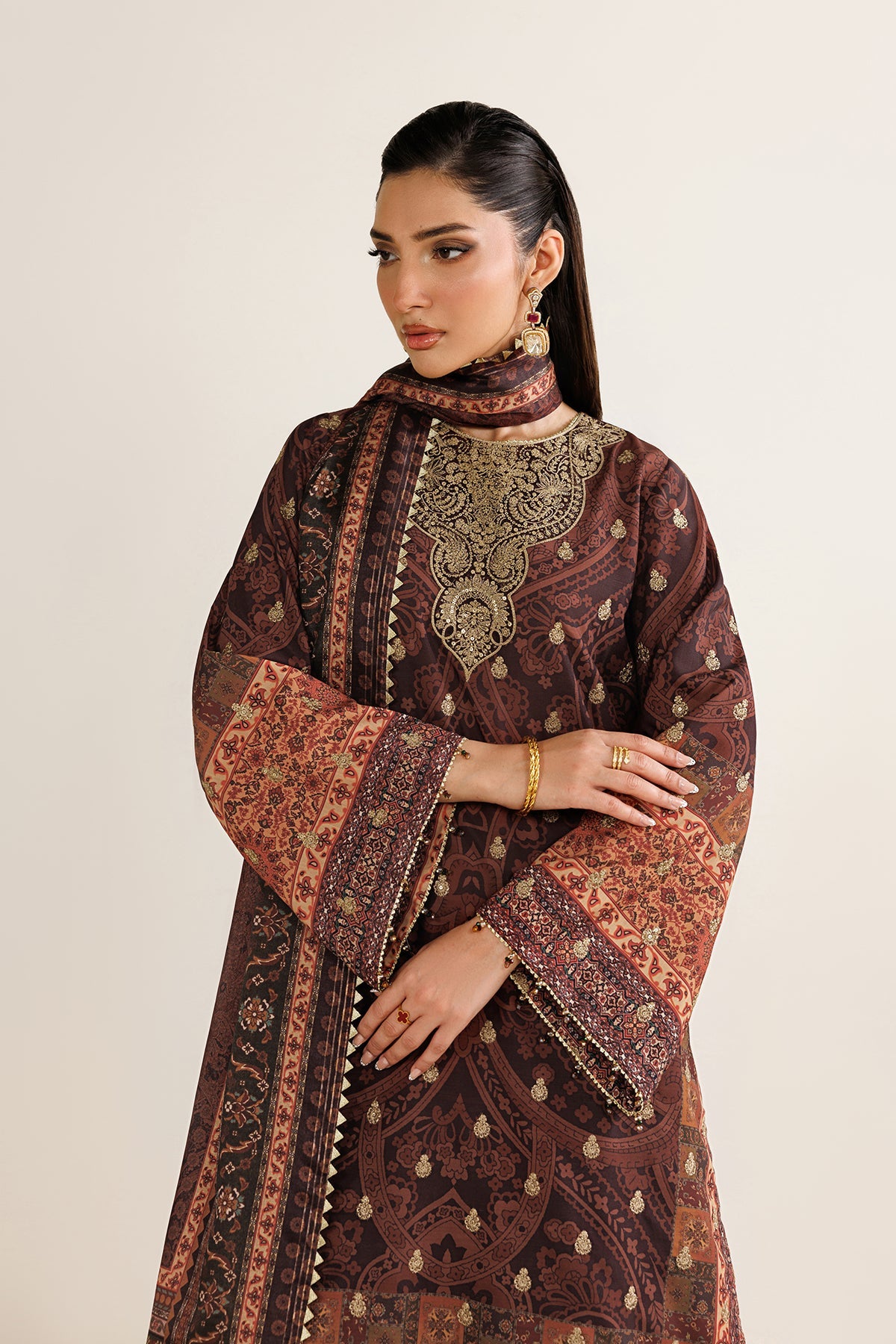 EMBROIDERED RAW SILK UR-7090
