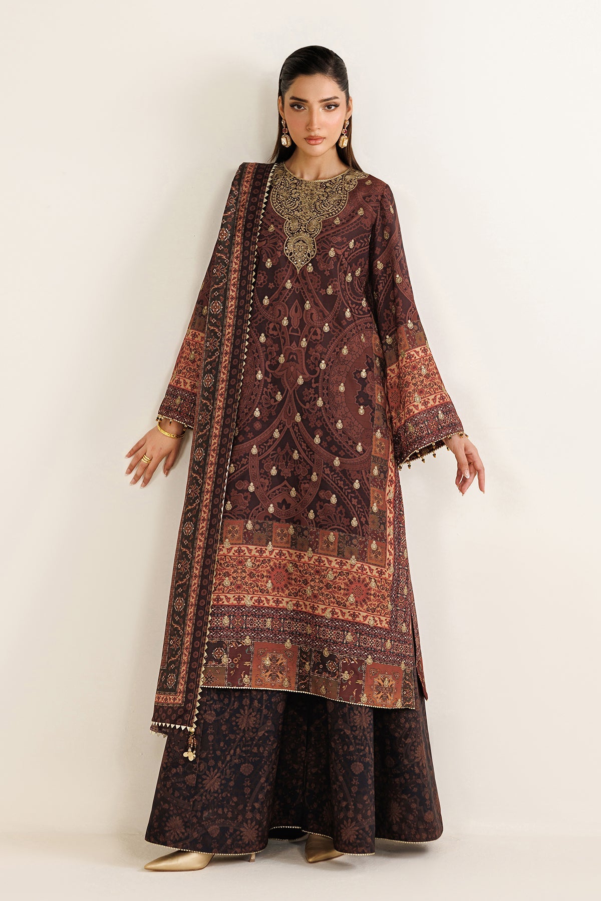 EMBROIDERED RAW SILK UR-7090