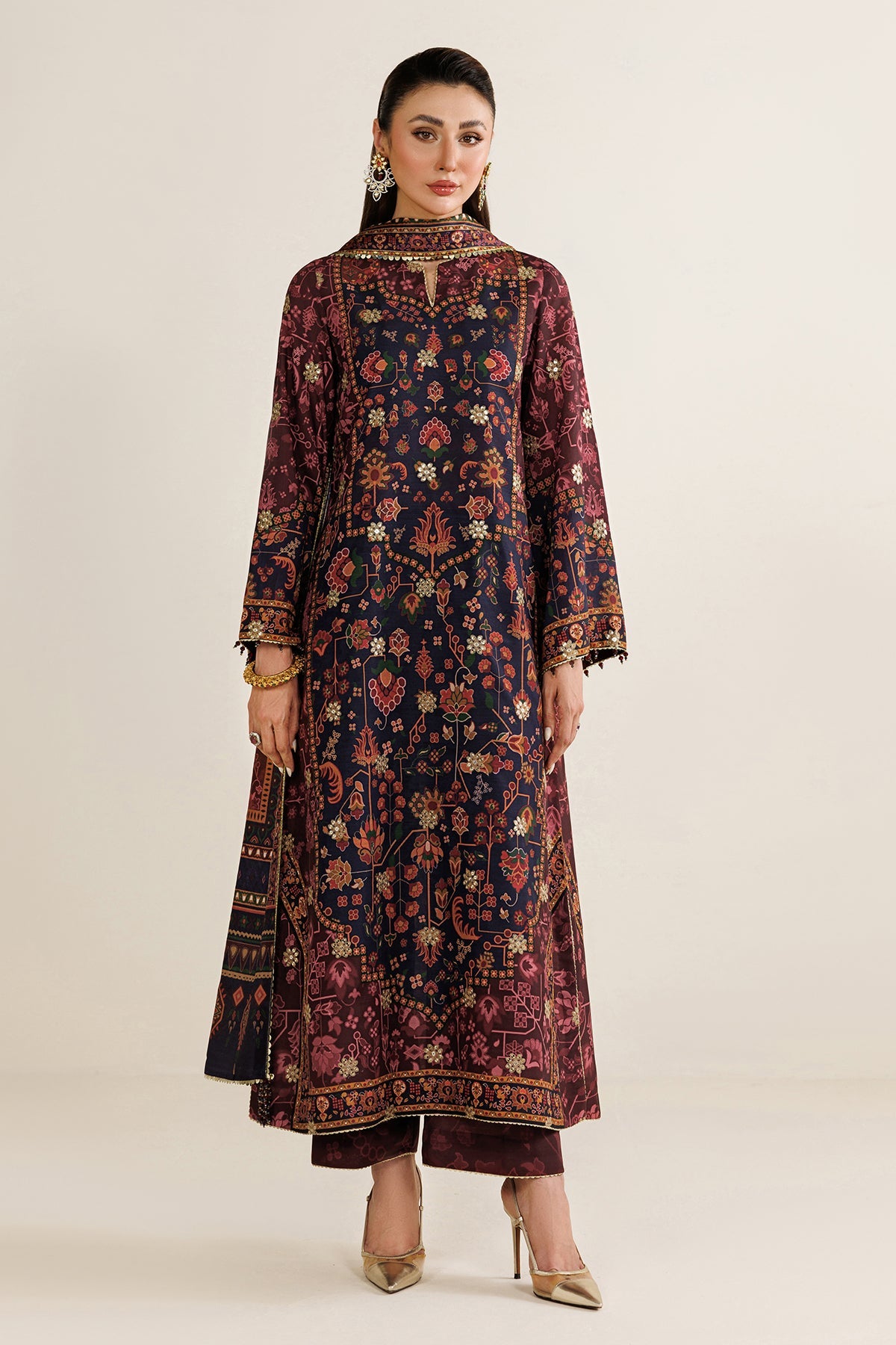 EMBROIDERED RAW SILK UR-7089