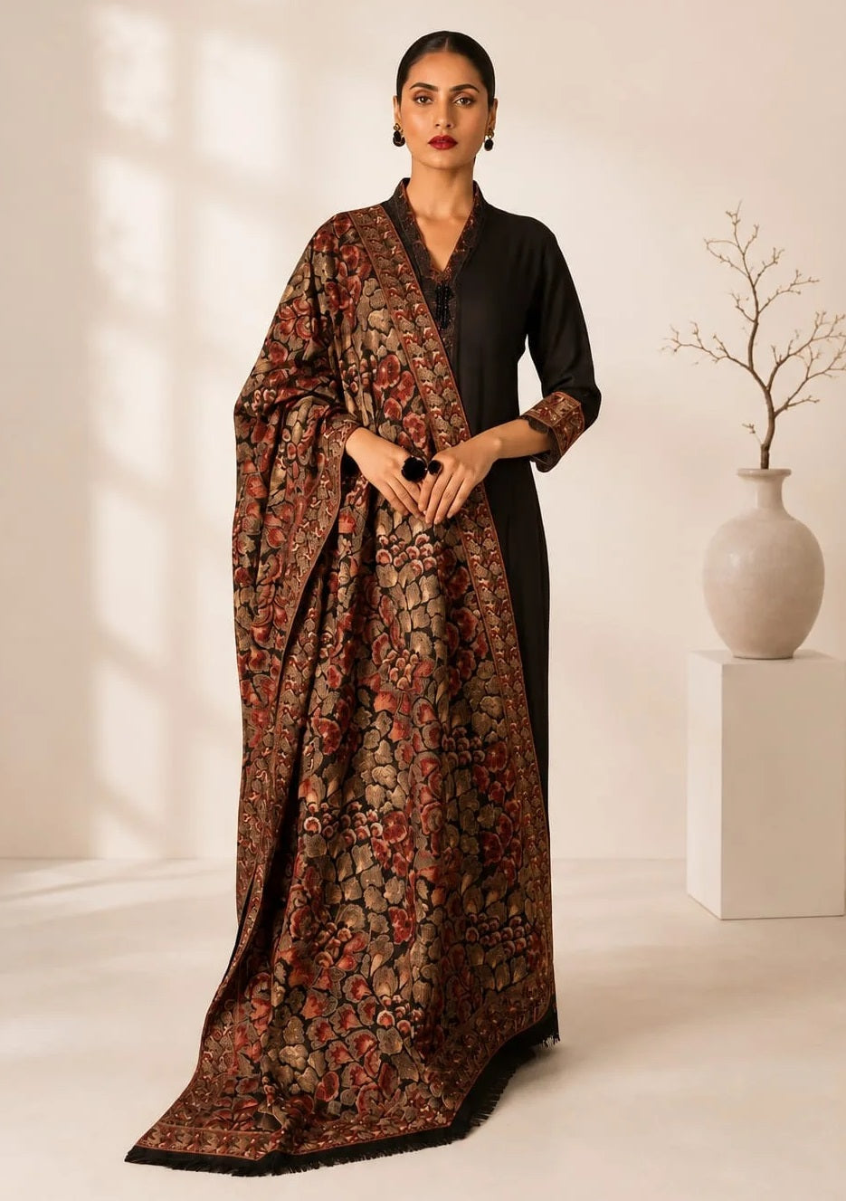 Breeze Rose Petal AD-431 Karandi Embroidered Shawal fully Embroidered PA-201