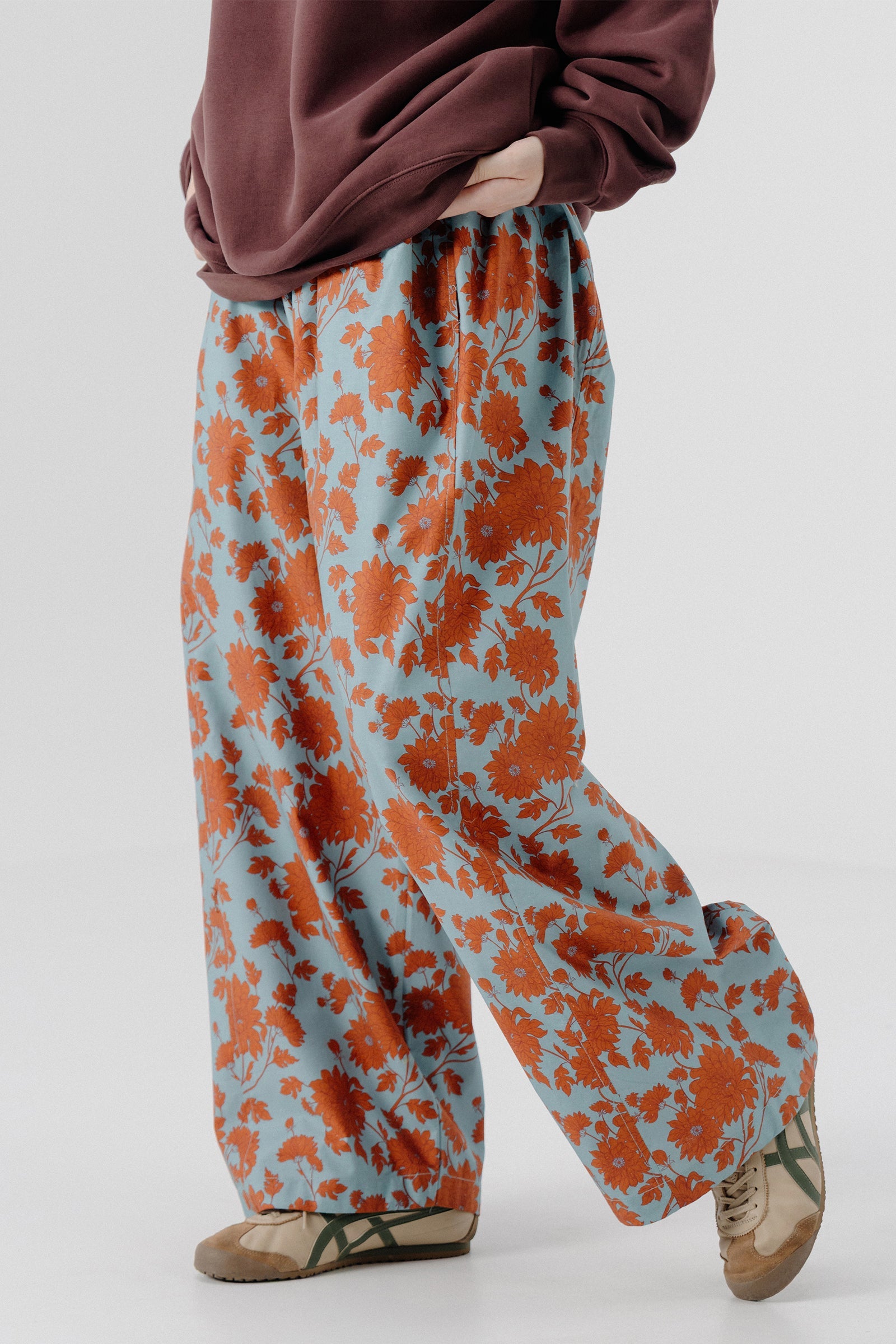 Shalwar Pants - Floral Dusty Blue