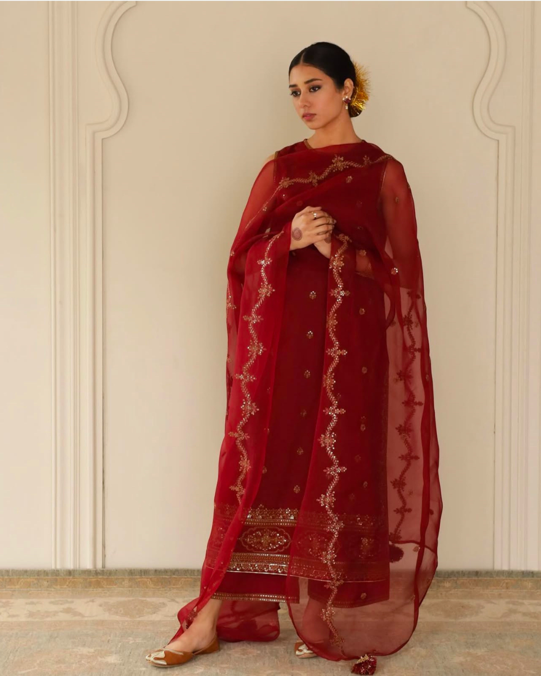 Royal Red Maroon Attire – Luxury 3-Piece Suit for Women
