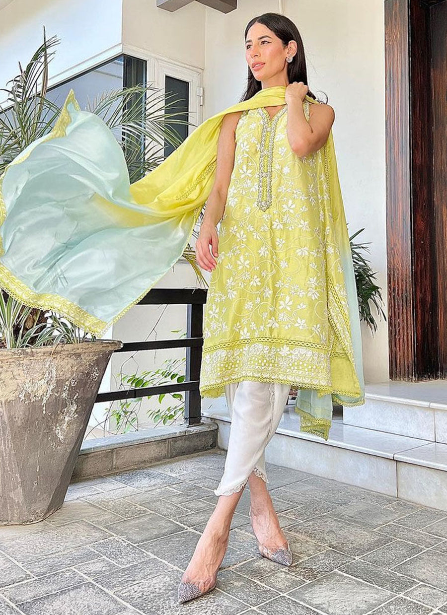 Fatima Hassan in Pear Embroidered Shirt